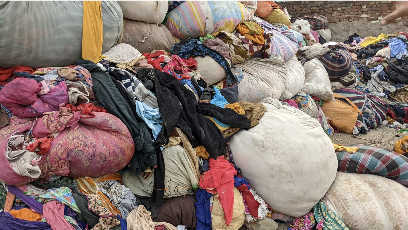 Piles of clothing in India